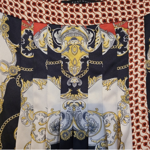 Zara - A line Skirt Scarf Chain Print Pleated - Picture 5 of 8